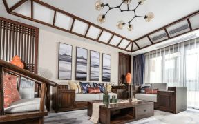 中式别墅客厅效果图 2020客厅吊顶设计风格图片