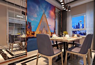 港式风格室内样板间餐厅背景设计案例
