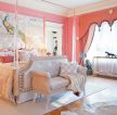 粉红色卧室欧式窗帘装修图