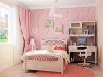 卧室床头背景墙粉红色装修图2023