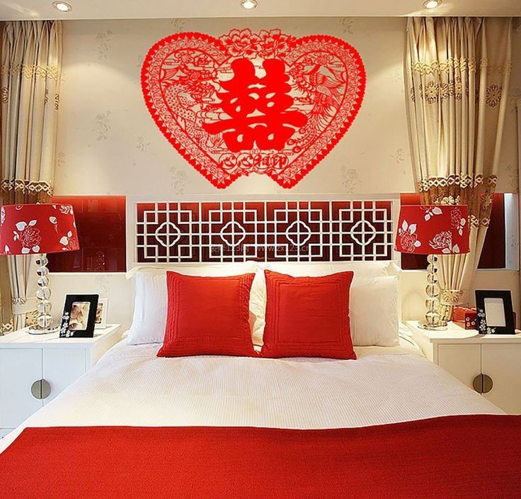 中式婚房床头布置装饰效果图