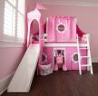 儿童卧室粉色高低床滑梯图片