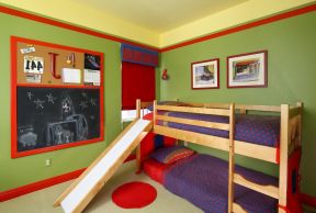 时尚儿童卧室高低床滑梯设计图片