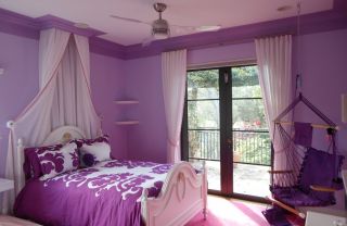 紫色系女生房间装潢图片