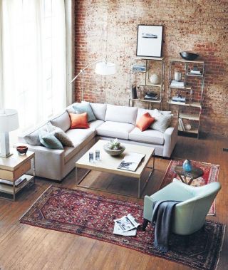 2023复古风格客厅地毯与沙发搭配图片