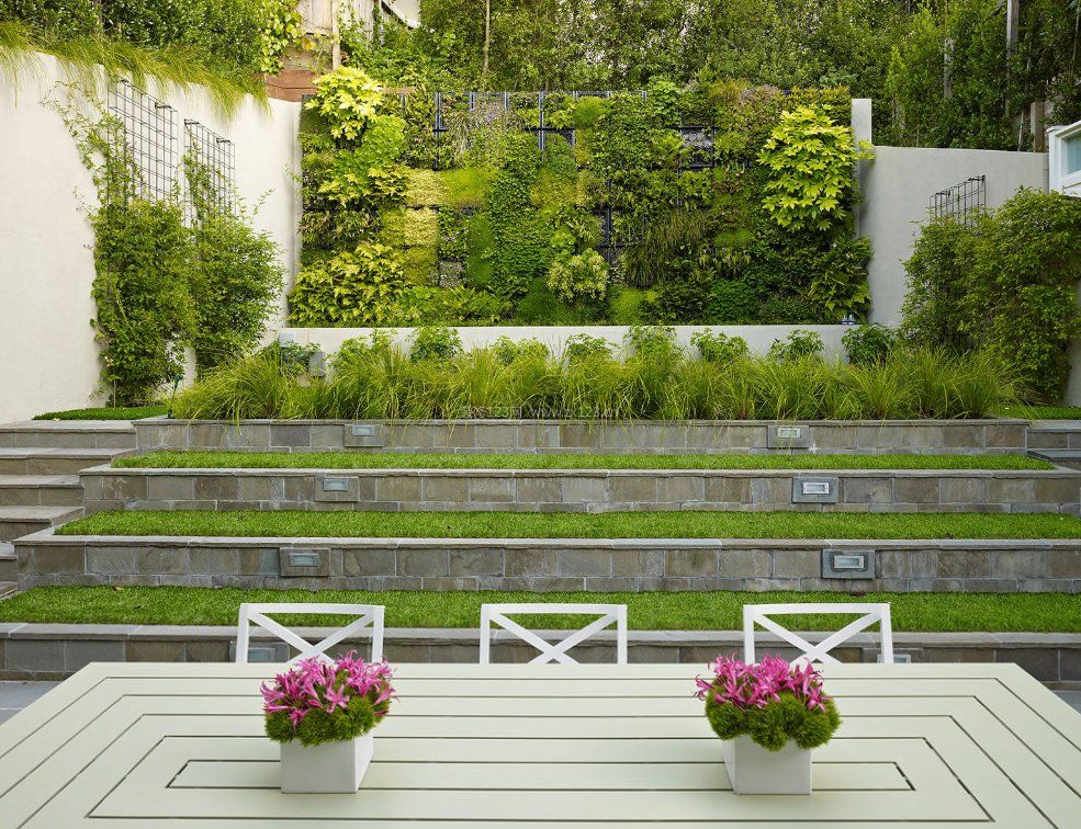 欧式别墅庭院植物墙设计图片