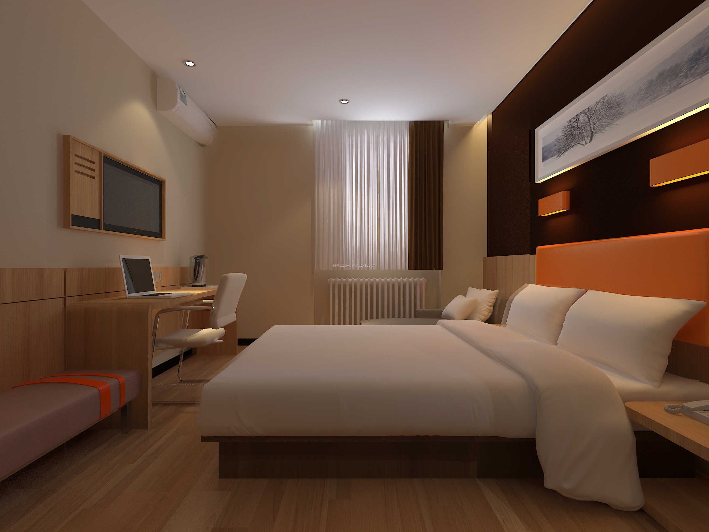 经济型酒店客房现代风格设计装修效果图片2022