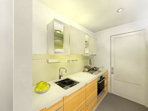 2023一字型小厨房黄色橱柜