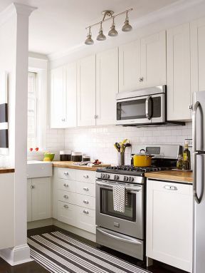 2023一字型小厨房白色橱柜图片