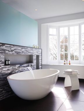 现代浴室马赛克背景墙瓷砖装修效果图
