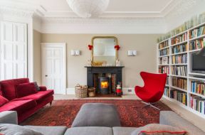 2023别墅客厅红色沙发设计效果图