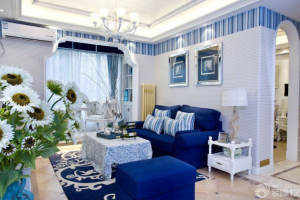 重庆尚格博园三室装修案例 地中海蓝色风情