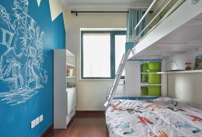 宜家家庭儿童房高低床装修效果图