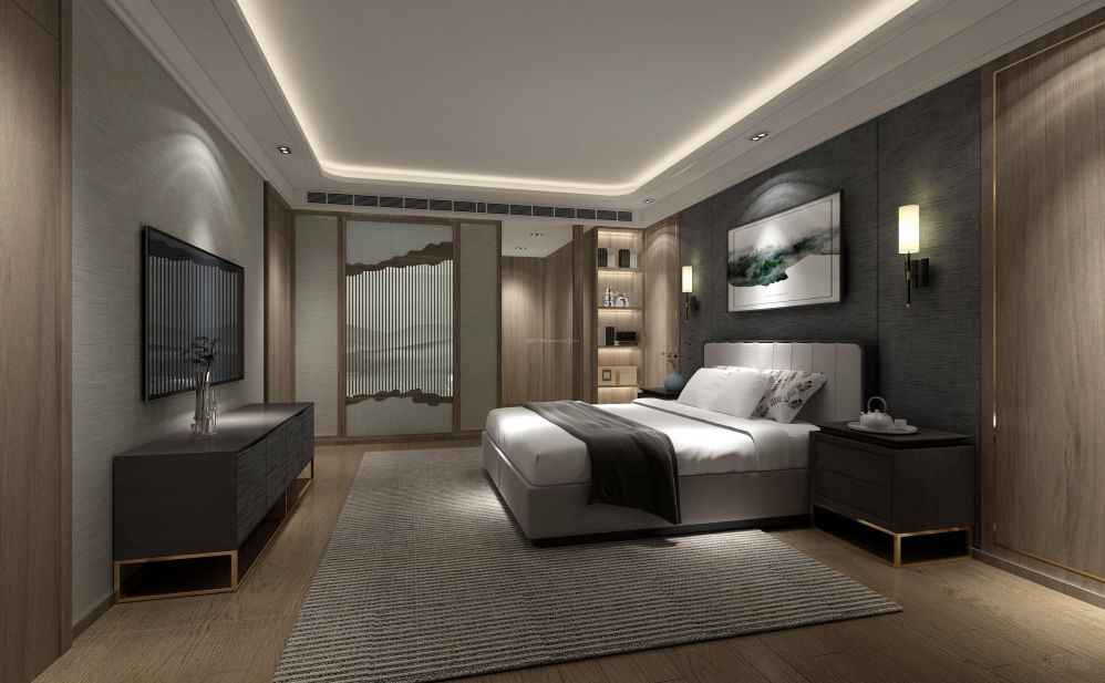2022新中式简约风格主卧室装修图片效果图