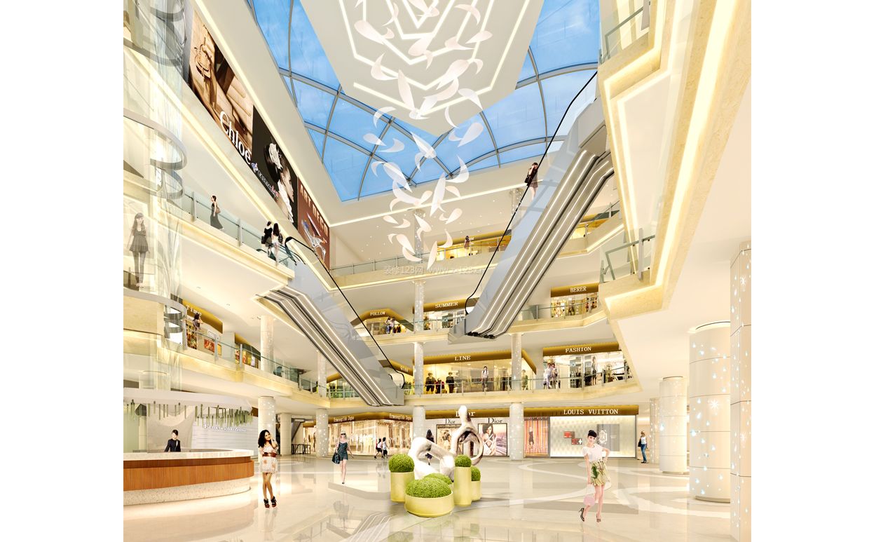 2023大型商场中庭装饰灯具设计图片大全