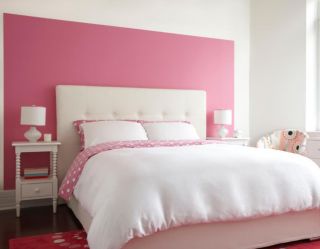 2023家居粉色卧室背景墙装饰装修图