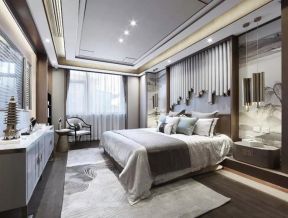 北京高档别墅卧室床头装饰图片