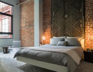 现代工业风格卧室壁床设计效果图