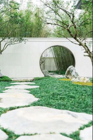 苏州园林式别墅拱形门洞设计效果图