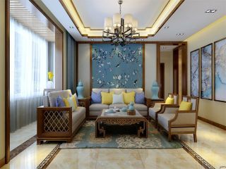 2023新中式客厅沙发背景墙设计效果图