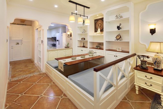 2022简美式餐厅榻榻米装修效果图片_装信通网效果图