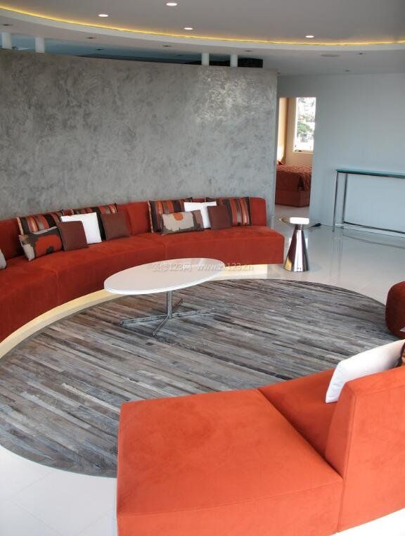 简约公寓客厅半圆形沙发颜色搭配效果图