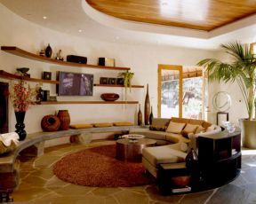 家庭客厅室内半圆形沙发摆放效果图赏析