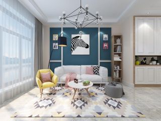 现代温馨客厅沙发背景墙装饰效果图