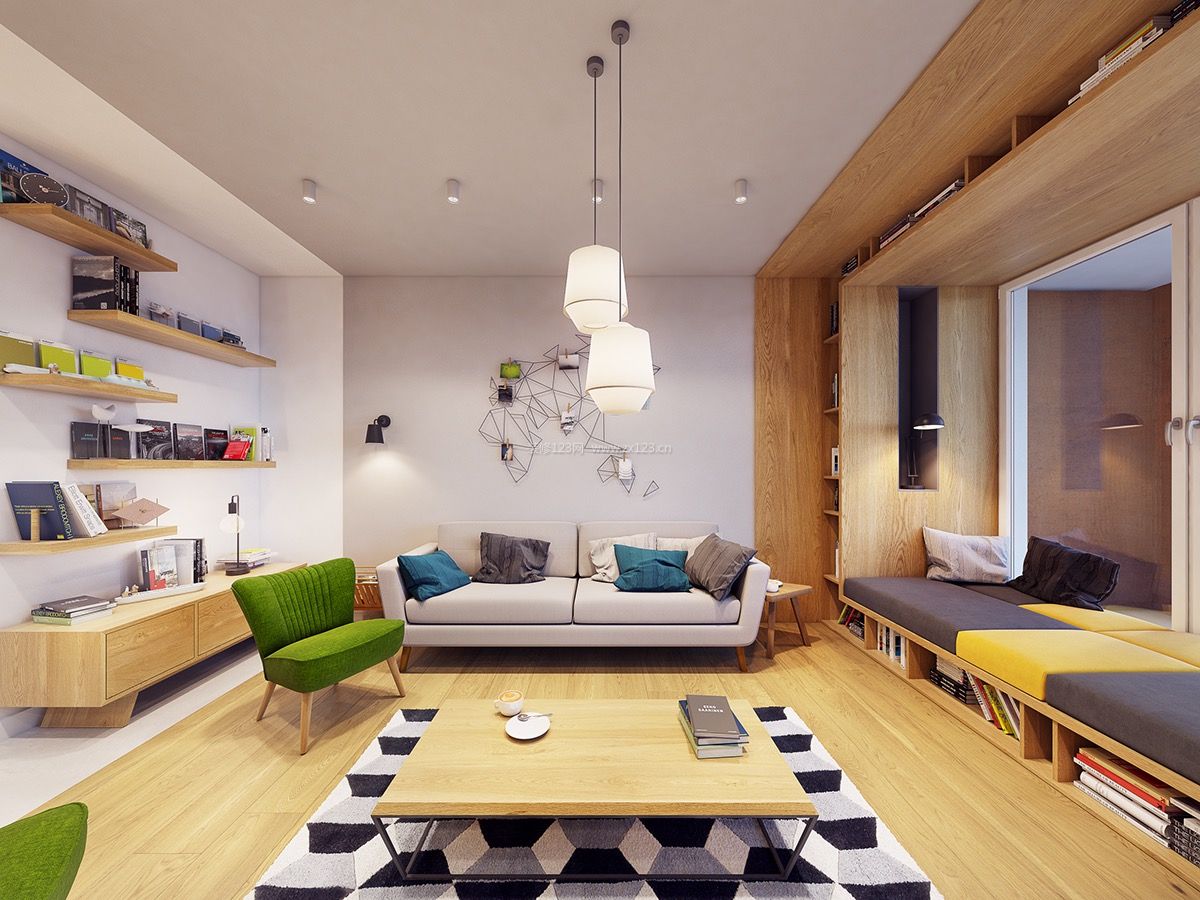 2021小户型现代客厅木地板装修效果图大全