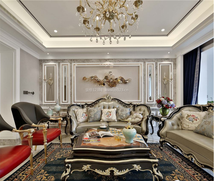 2023欧式新古典客厅沙发背景墙装饰装修图片