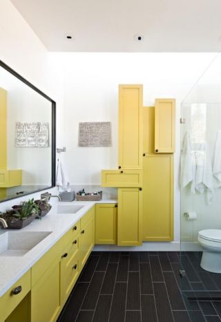 定做浴室柜黄色门板图片
