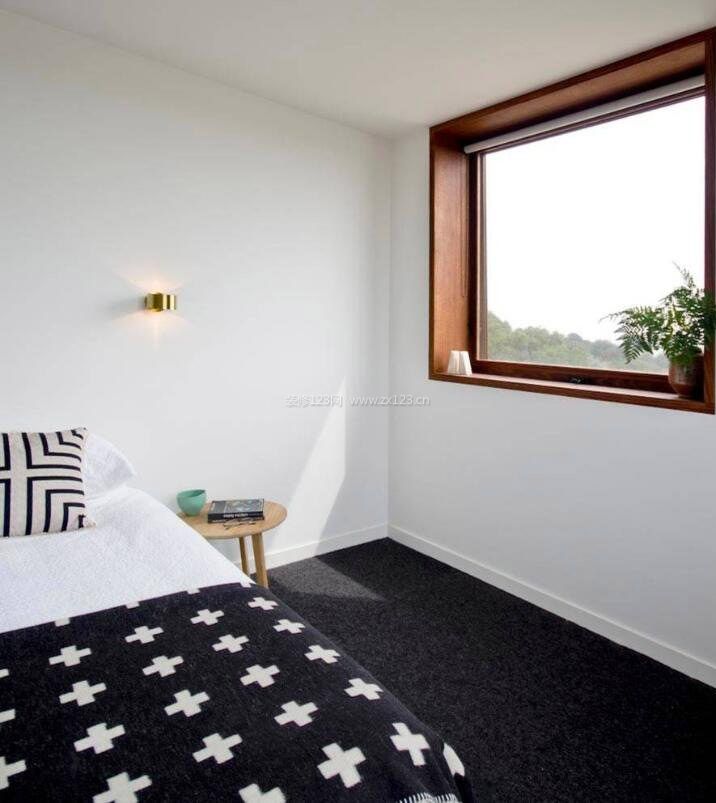 现代单身卧室黑色地毯贴图