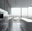 灰色房间长方形厨房设计图片