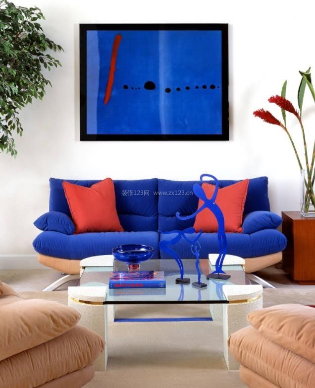 2022客厅蓝色沙发简约风格效果图