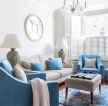 2023明亮的客厅蓝色沙发摆放