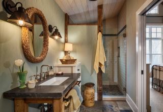 复古风格家庭卫浴镜子装修图