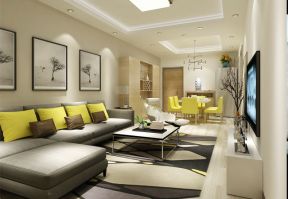 2023经典现代家居客厅转角沙发装修效果图片