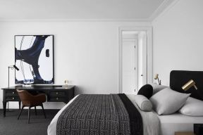 北欧主卧室黑白色调家装效果图片