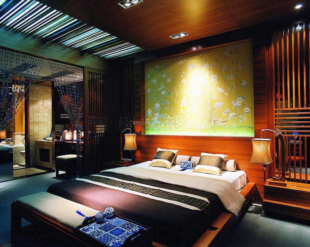 2023东南亚住宅卧室床头背景墙设计