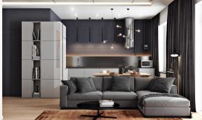 2020现代公寓客厅效果图 2020布艺转角沙发图片