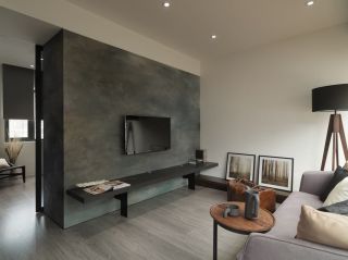 精装公寓简单电视墙装饰效果图片