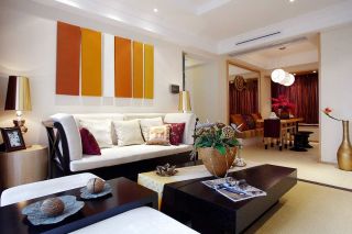 2023东南亚住宅设计客厅沙发背景墙效果图