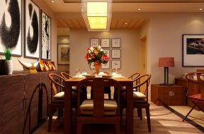 餐厅新中式风格实木餐桌装修图片大全2023