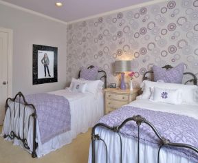 2023紫色家居卧室墙纸设计效果图