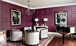 2023紫色客厅墙壁装修效果图
