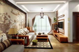 2023中式客厅装潢沙发背景墙效果图