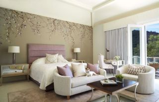 2023紫色家居卧室背景墙设计
