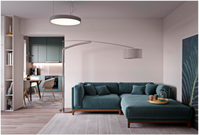 2020现代公寓客厅效果图 2020客厅深色沙发效果图