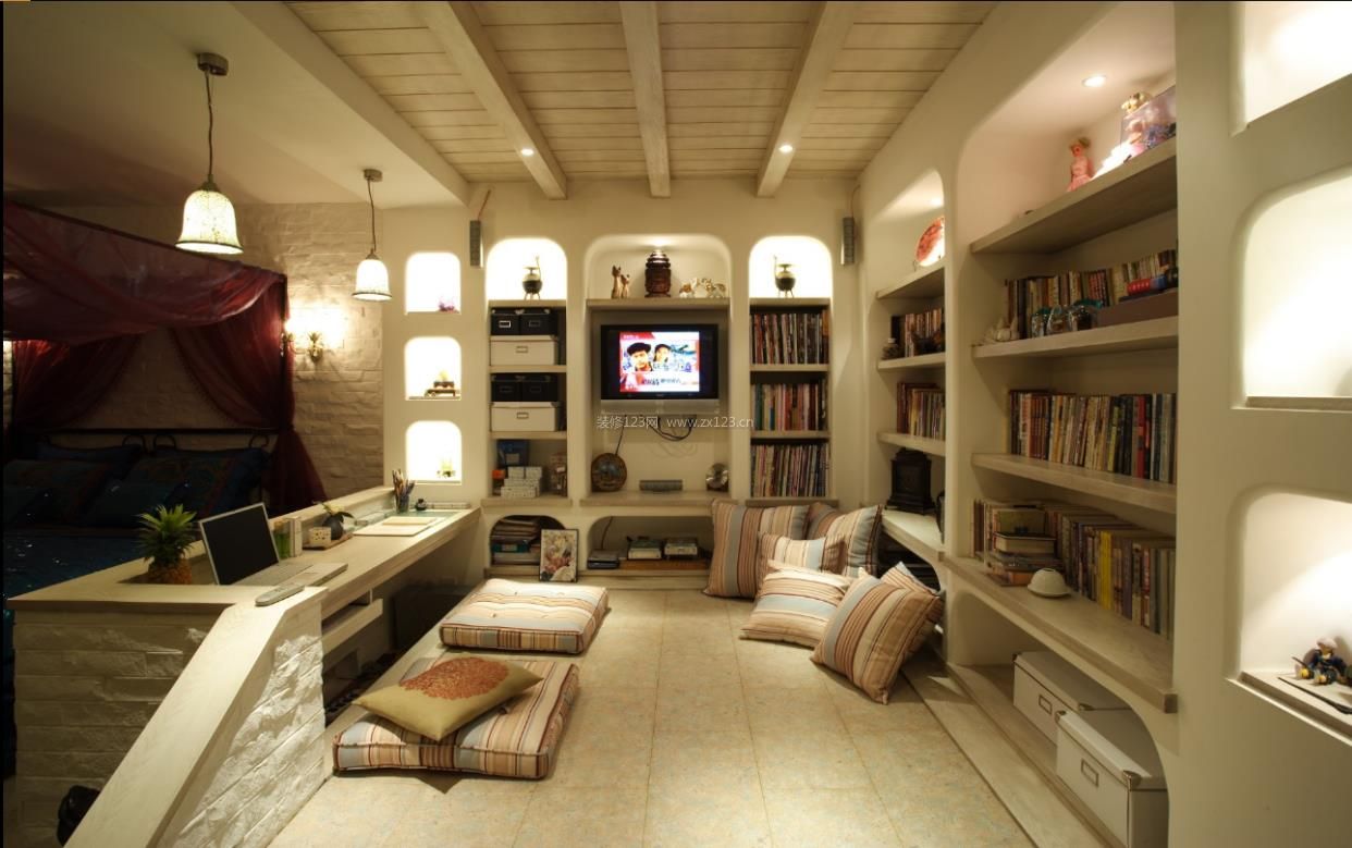 小户型公寓开放式书房装修效果图片