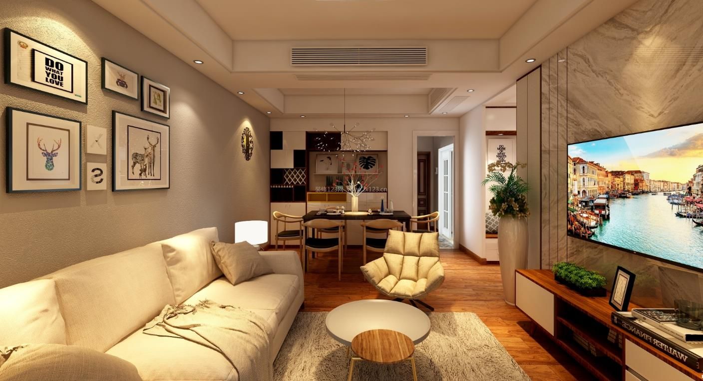 2023现代简欧风格客厅布艺沙发装修效果图片